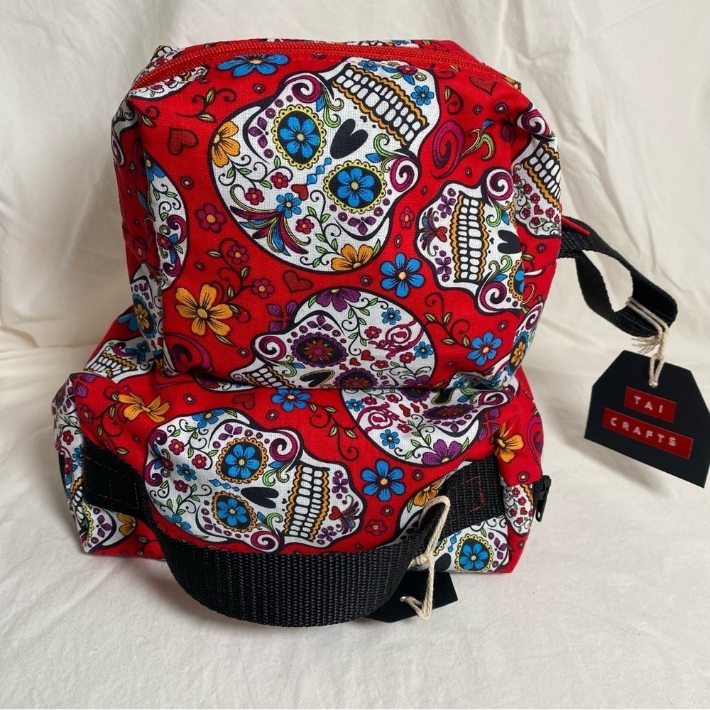 Handmade Accessories Bag Set Red & White Skull pattern with zipper openings. New - Picture 5 of 10